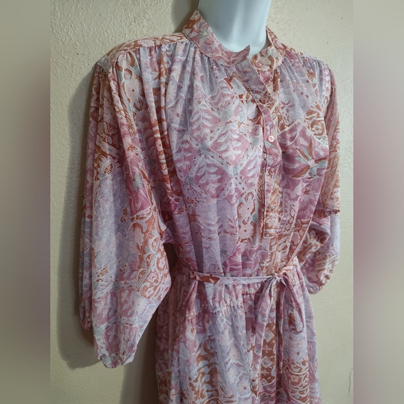 Vintage 1970's Dress Spring Floral & Bird Print Size Large XLarge Kenny Classics - Picture 4 of 13